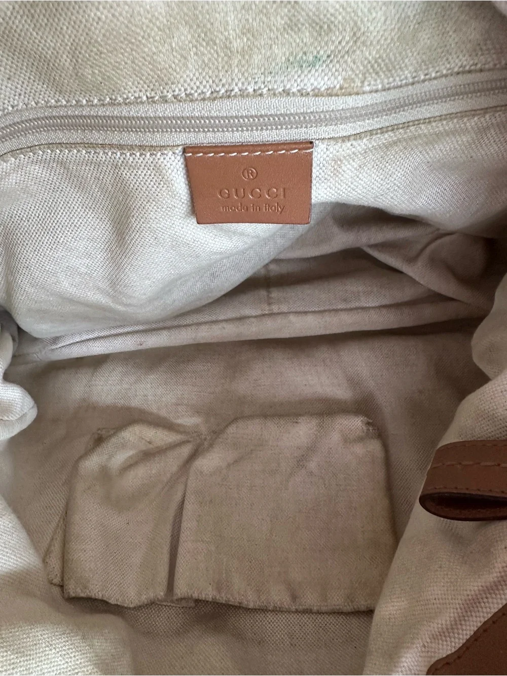 Gucci Blue Denim Monogram Shoulder Bag with Brown Leather Trim - Picture 9 of 9